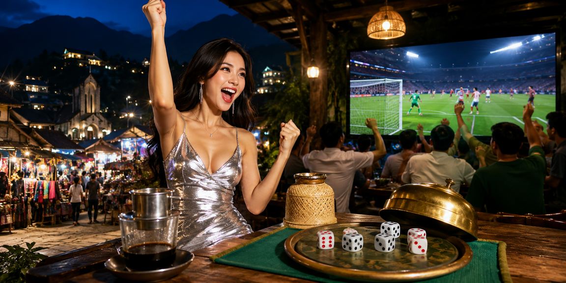 Người dùng tại Sapa nhâm nhi cà phê và theo dõi kết quả tài xỉu trên điện thoại